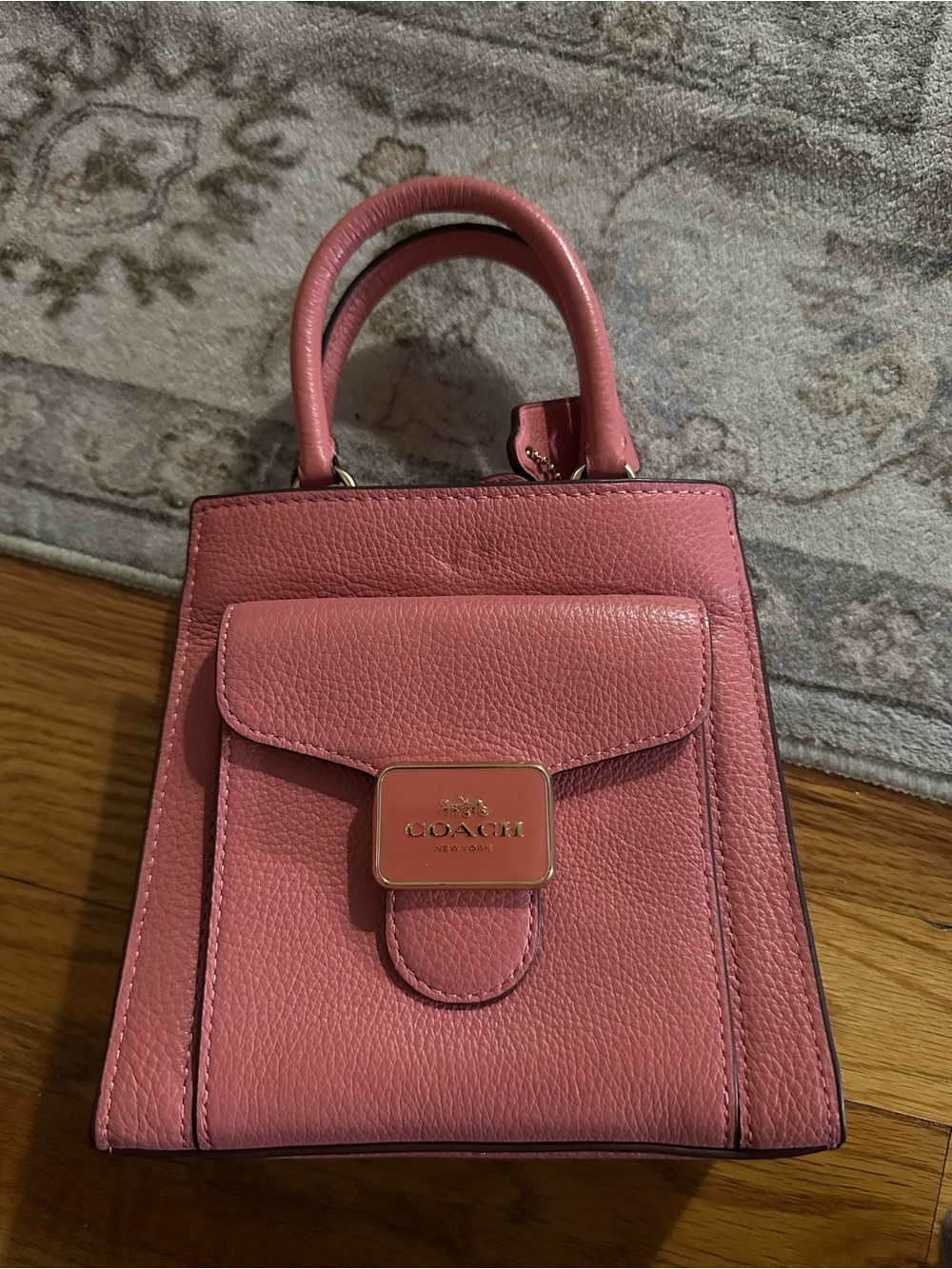 COACH Pink Pebbled Leather Mini Top-Handle Bag
